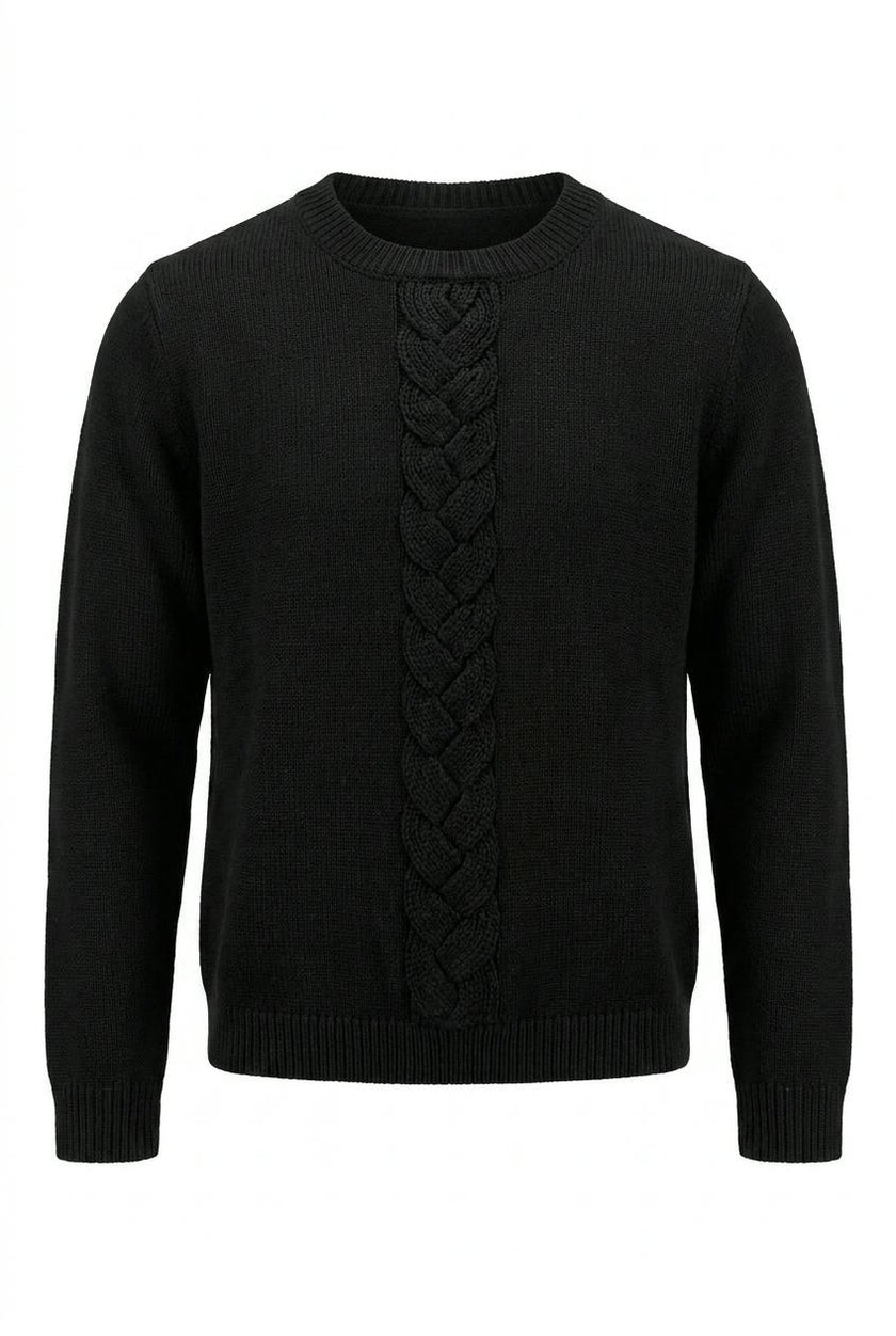 Knit Top With Braided Knit At Front
