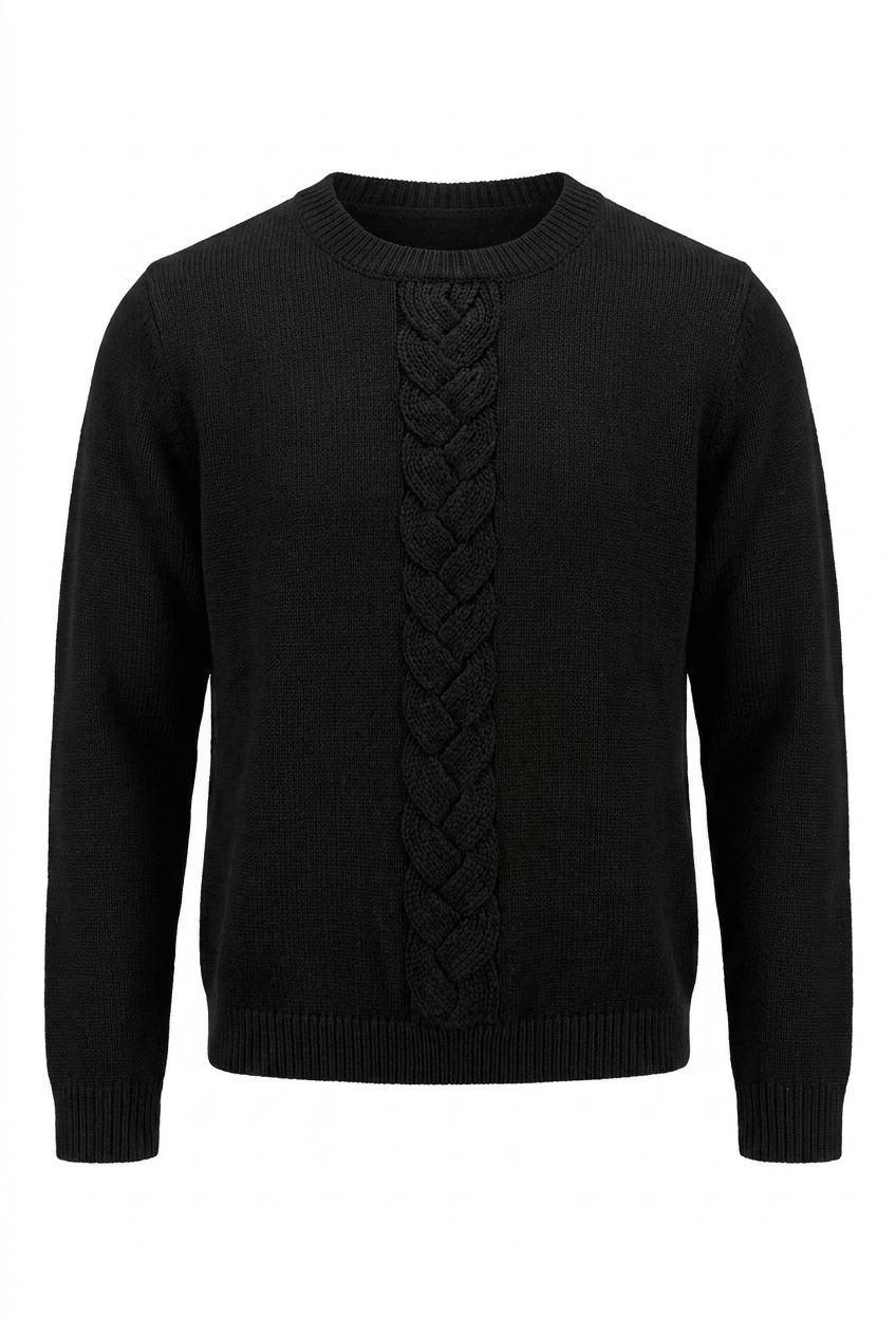 Knit Top With Braided Knit At Front