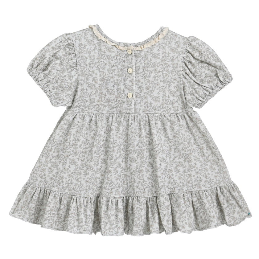 Brown Floral Smocked Dress