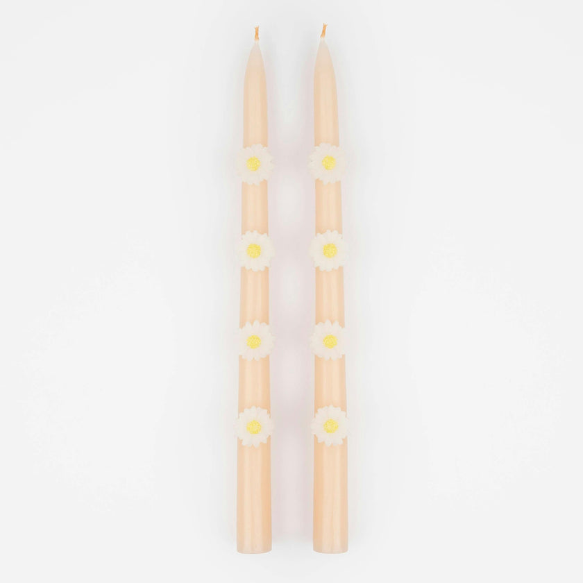 Pink Daisy Taper Candles