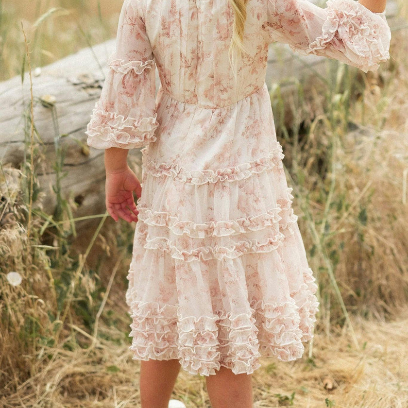 Mini Geneva Dress in Banana Creme Aquarelle Fleur