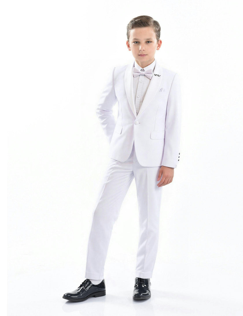 White Shawl Lapel Wool Suit