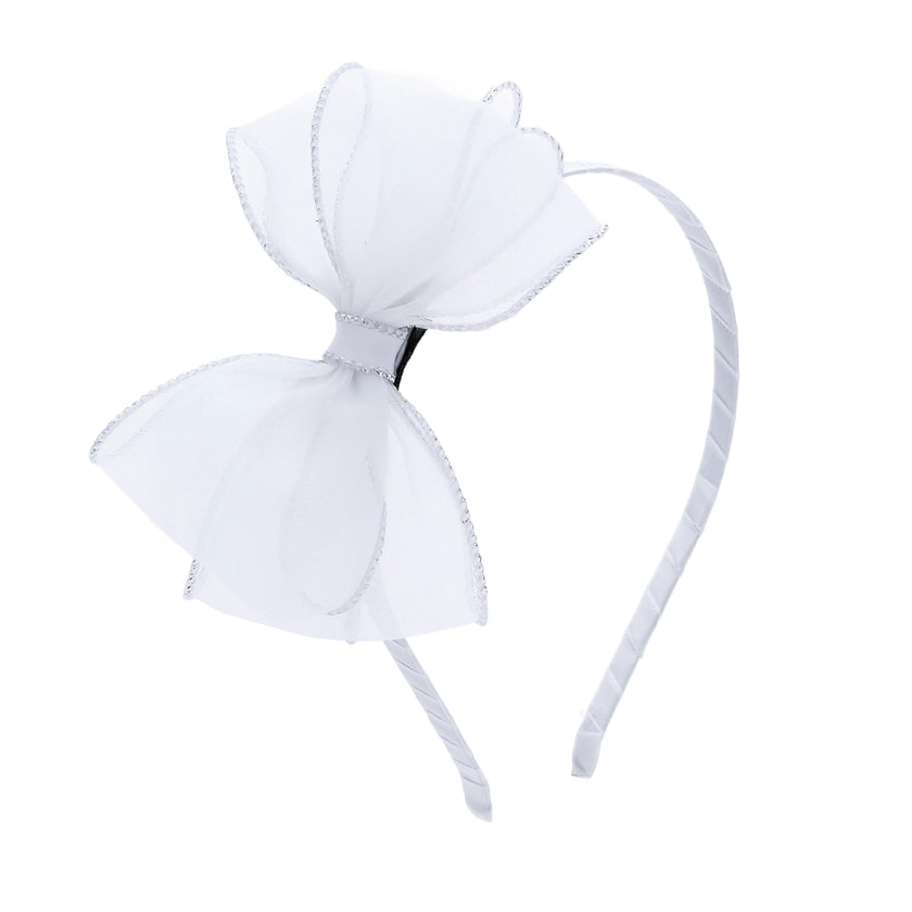 White Shimmer Bow Headband