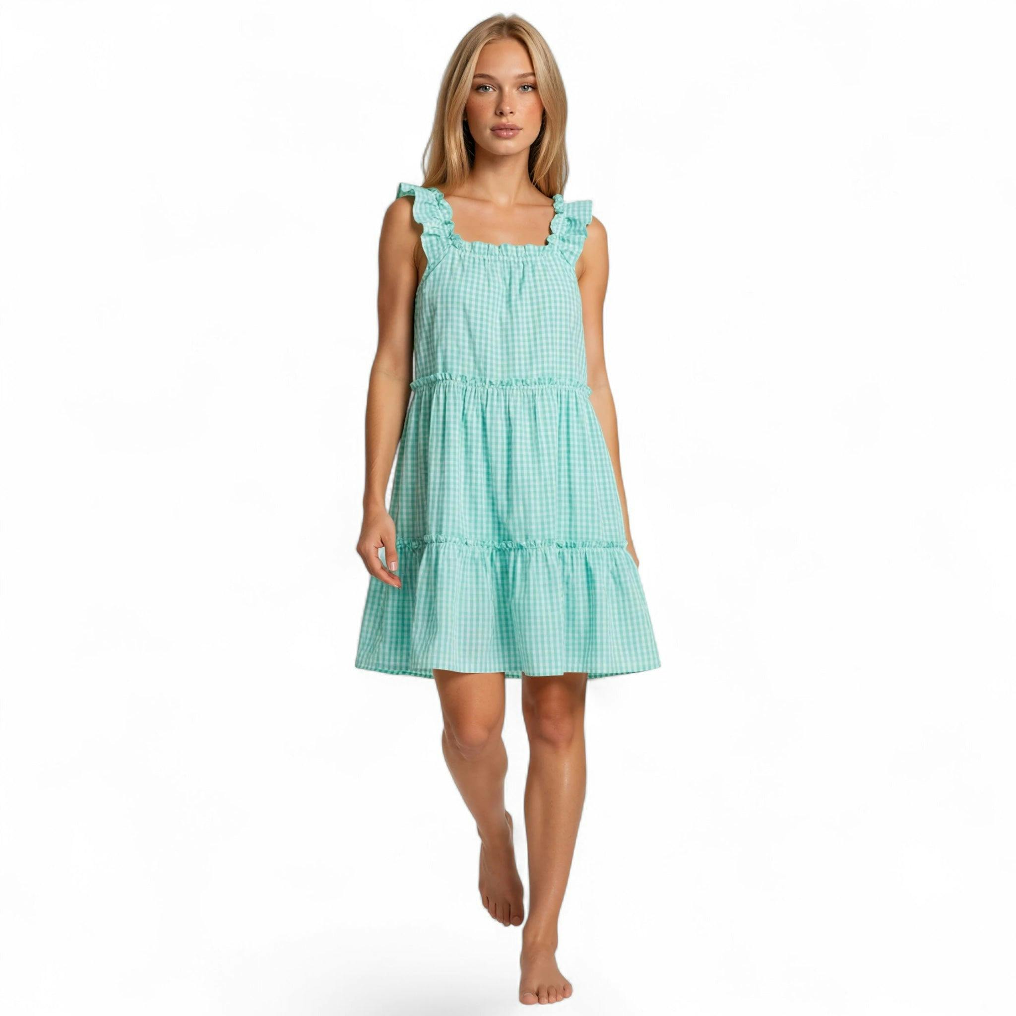 Women's Hepburn Gingham Mint Nightie