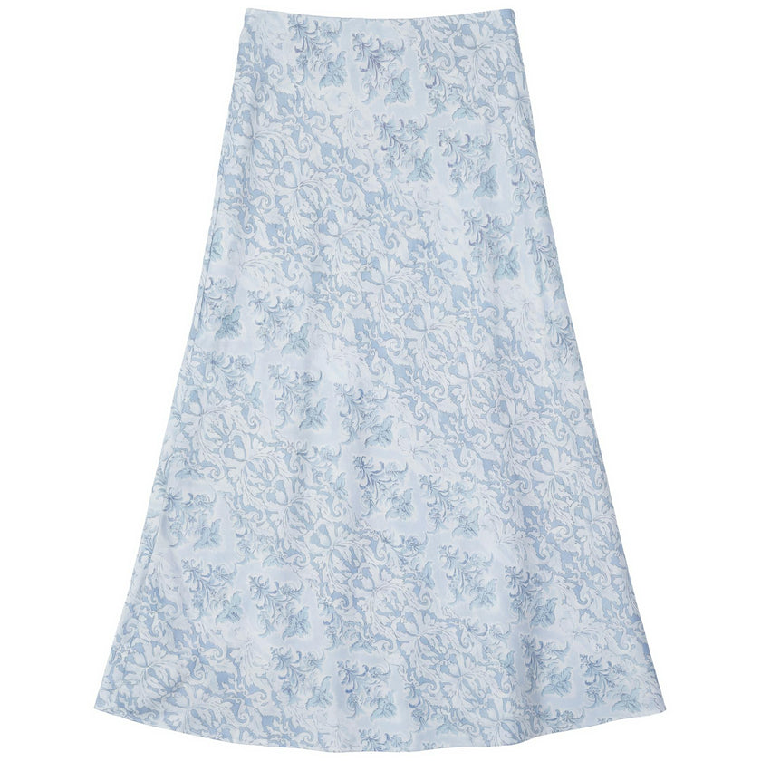 Satin Midi Printed Skirt