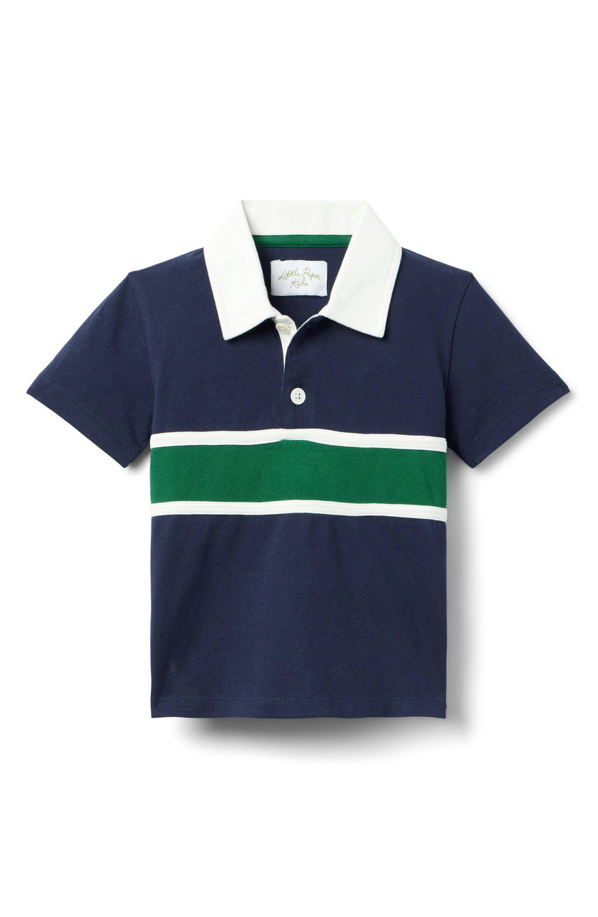 Archie Polo - Navy w/White & Green