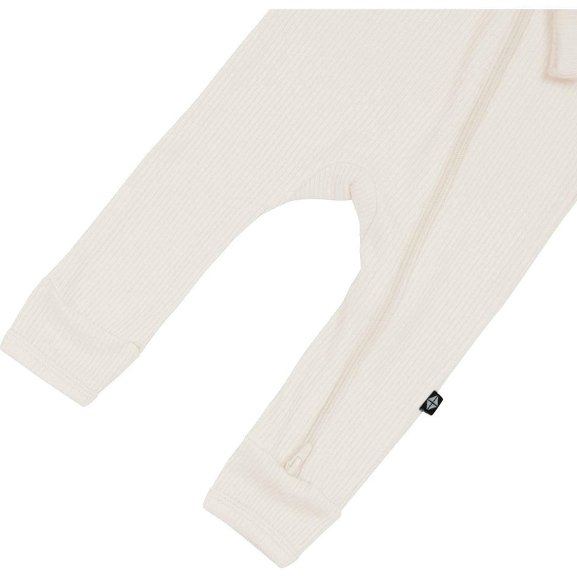 Ribbed Zipper Romper, Oat