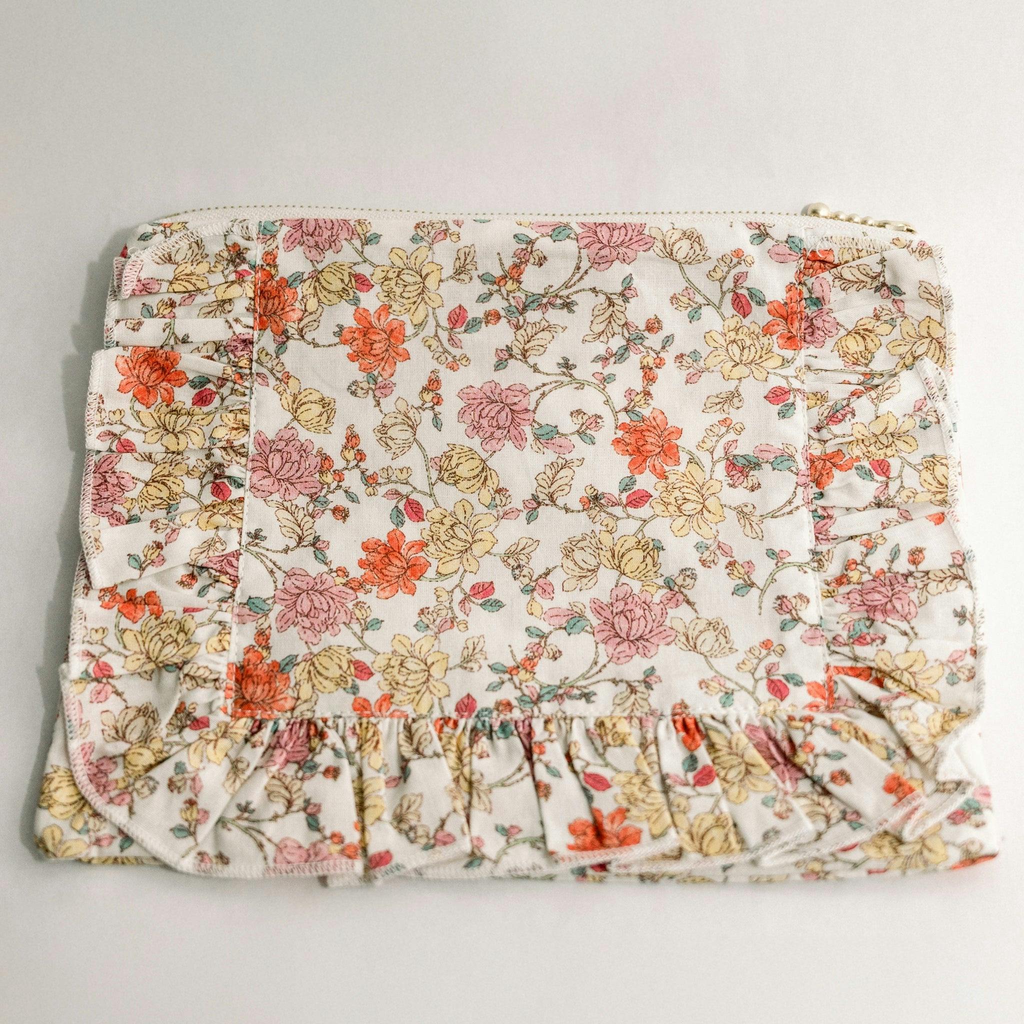 Midsummer Vine Timeless Floral Ruffle Zipper Pouch