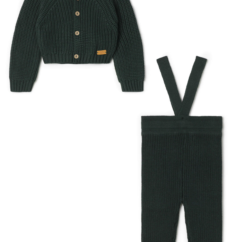 Overall Rib Knit Set Forest