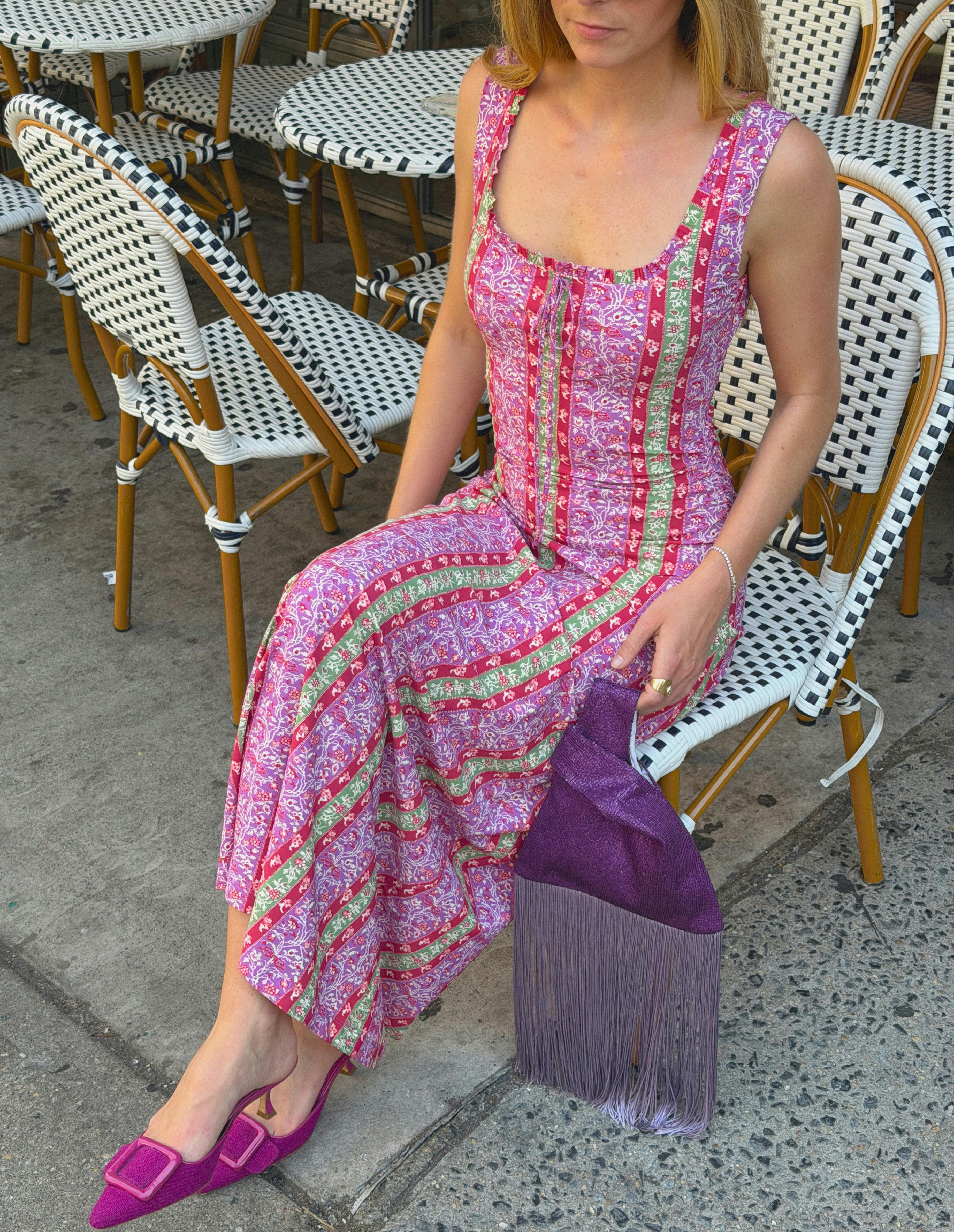 The Coraline Dress - Sunset Etched Floral Stripe – Maisonette