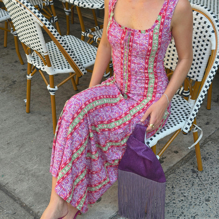 The Coraline Dress - Sunset Etched Floral Stripe