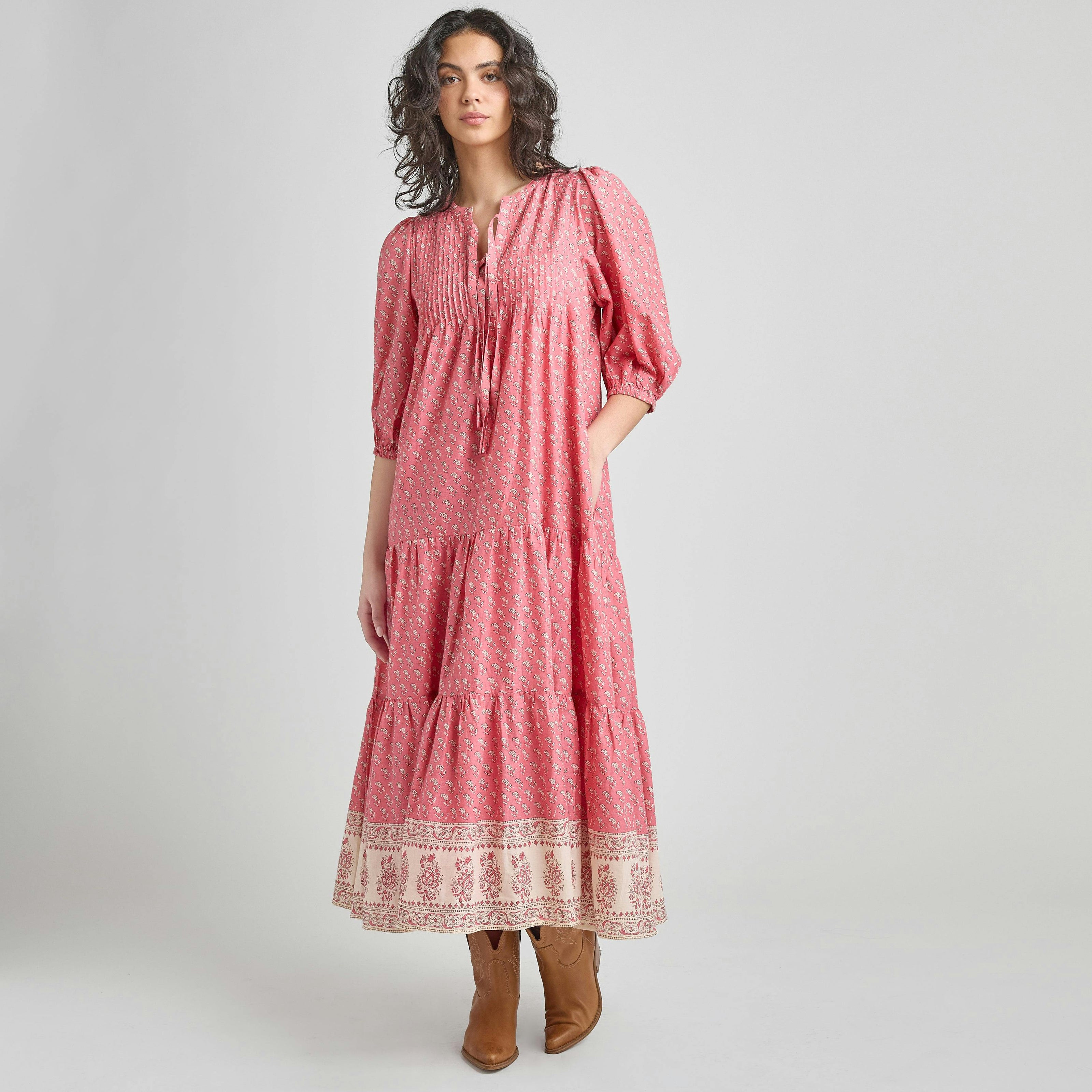 Womens Pintuck Indira Dress - Small Paisley