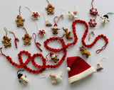 24 Piece Set- Iconic Christmas Mini Tabletop Tree Set- Hand Felted Wool
