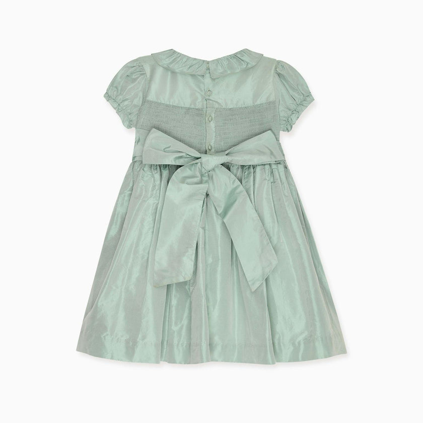 Sage Verity Silk Ceremony Girl Hand-Smocked Dress