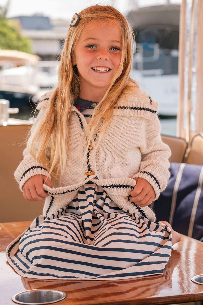 Sail Away Cardigan in Salt/Navy