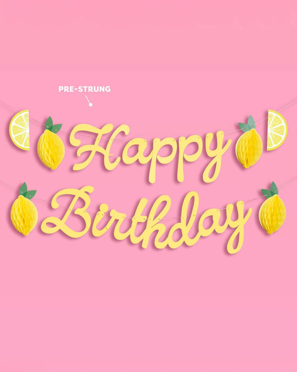 Happy Birthday Lemon Banner - lemon birthday banner