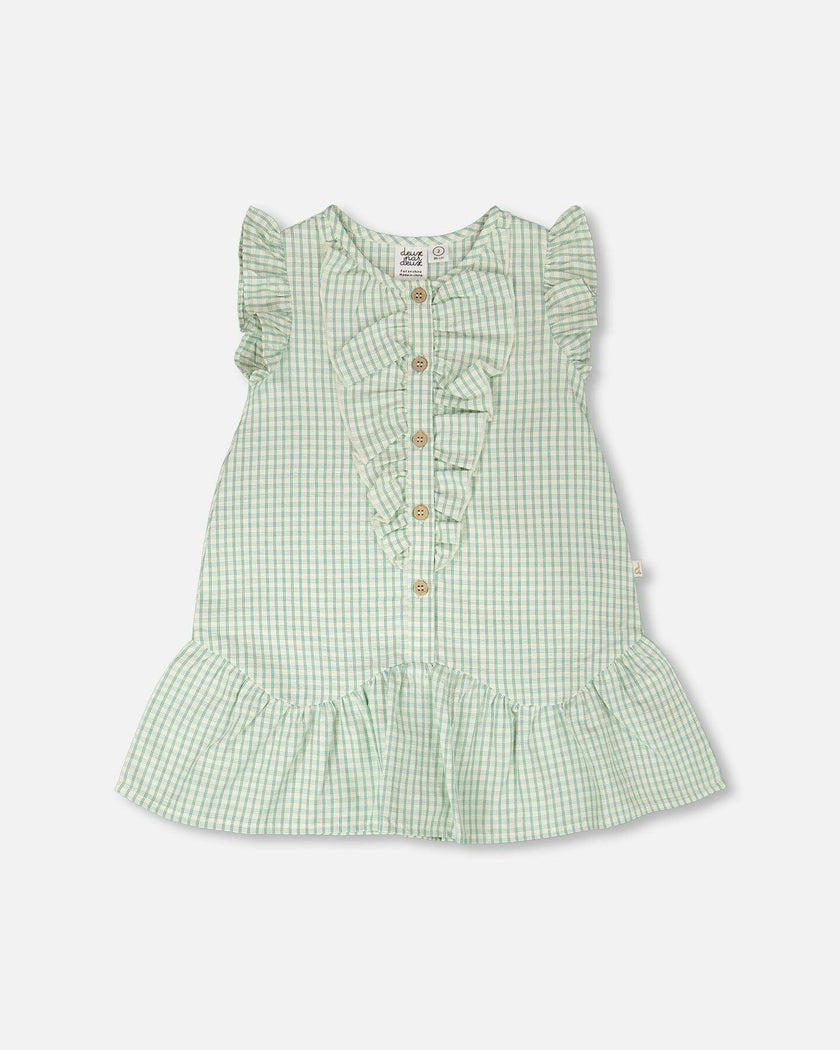 Plaid Poplin Dress Green