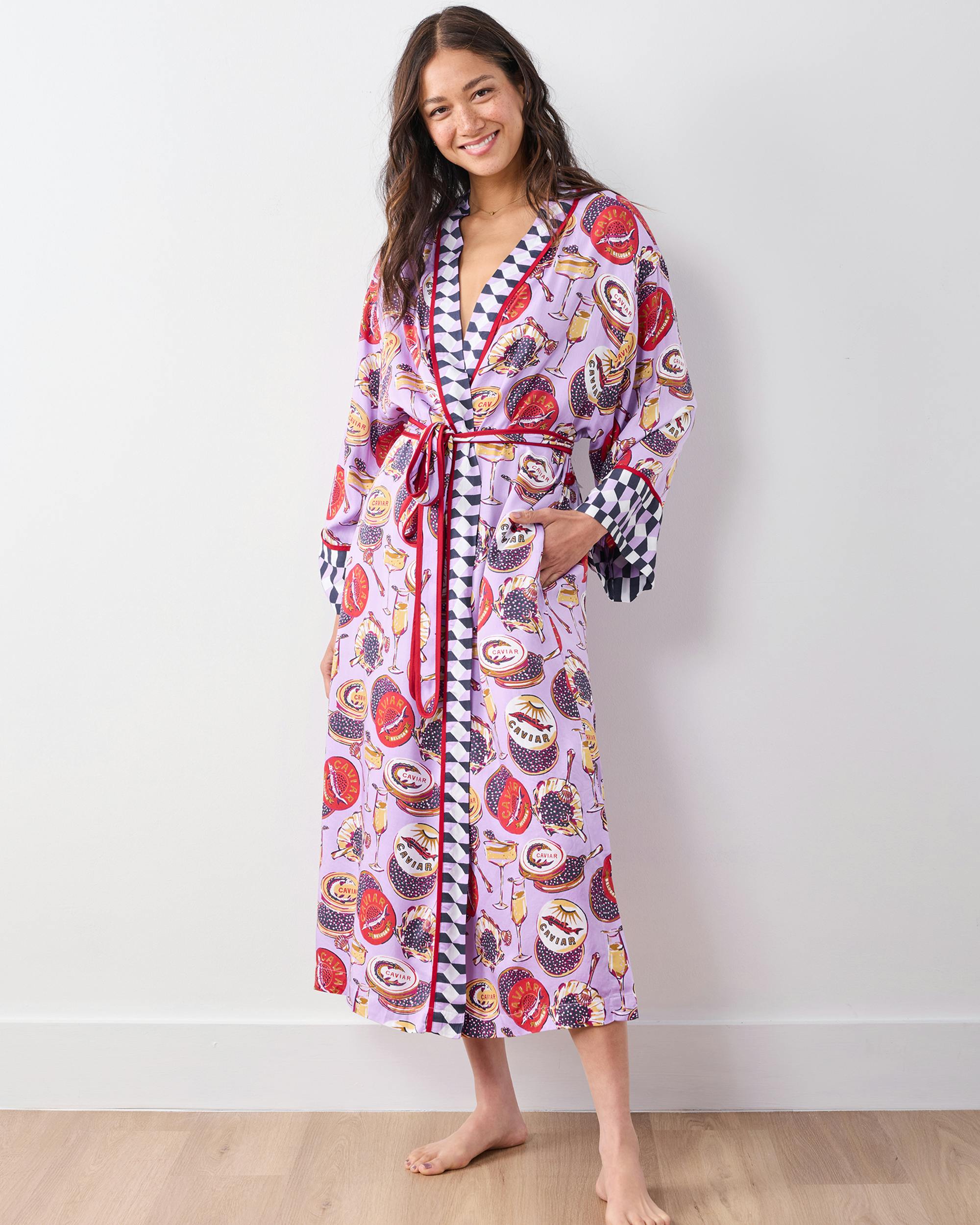 Champagne & Caviar - Eco Satin Robe - Lavender Spritz