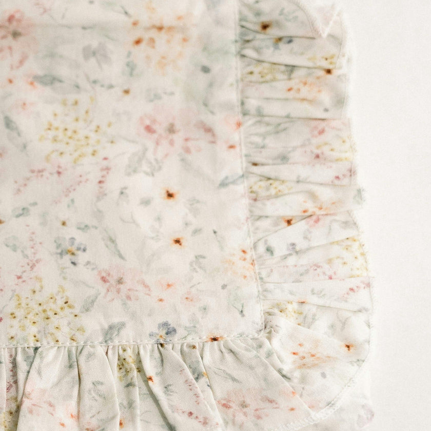 Dewdrop Meadow Timeless Floral Ruffle Zipper Pouch