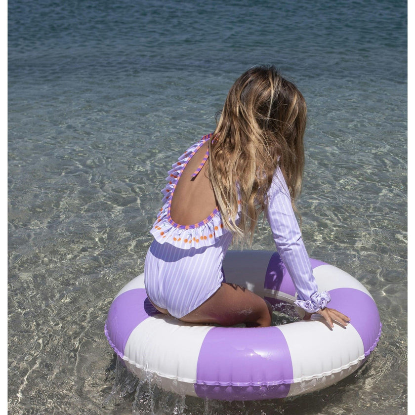 Lavender cherry long sleeve swimsuit