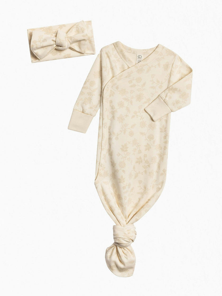 Organic Kimono Gown and Bow Wrap Set
