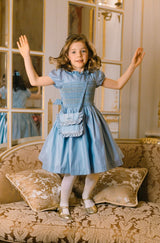 Astrid Blue Taffeta Smocked Girl Dress