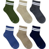 Brady Striped 6-Pack Quarter Socks in Neutral for Toddlers and Kids