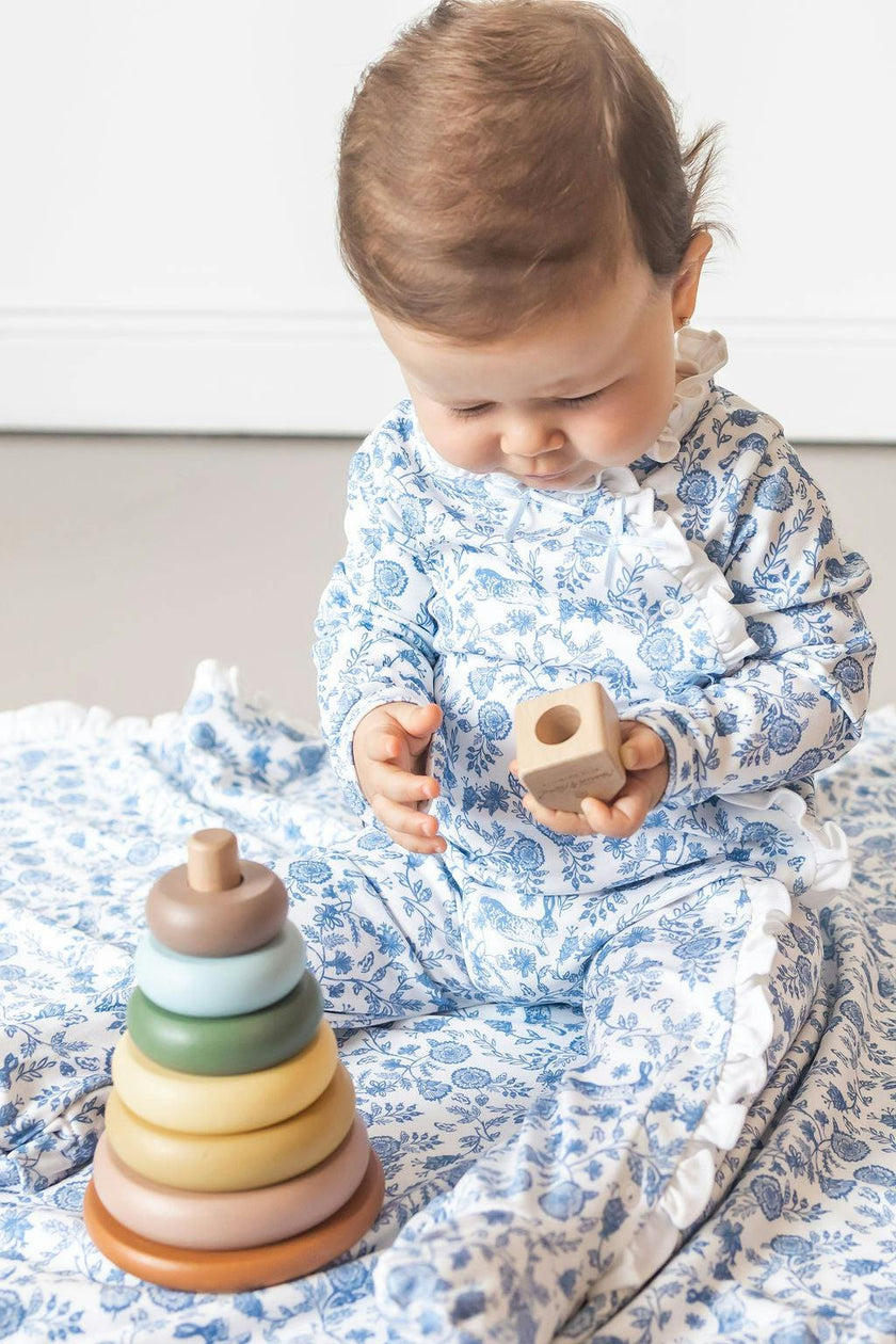Floral Bunnies Pima Cotton Baby One-Piece Pajamas