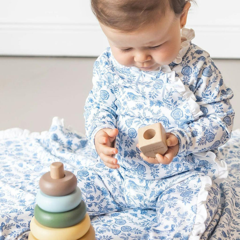 Floral Bunnies Pima Cotton Baby One-Piece Pajamas