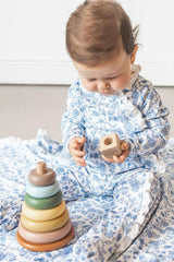 Floral Bunnies Pima Cotton Baby One-Piece Pajamas