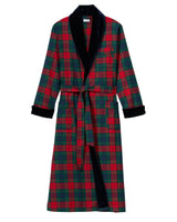 Men's Brushed Twill Velvet Trim Robe in St. James Tartan