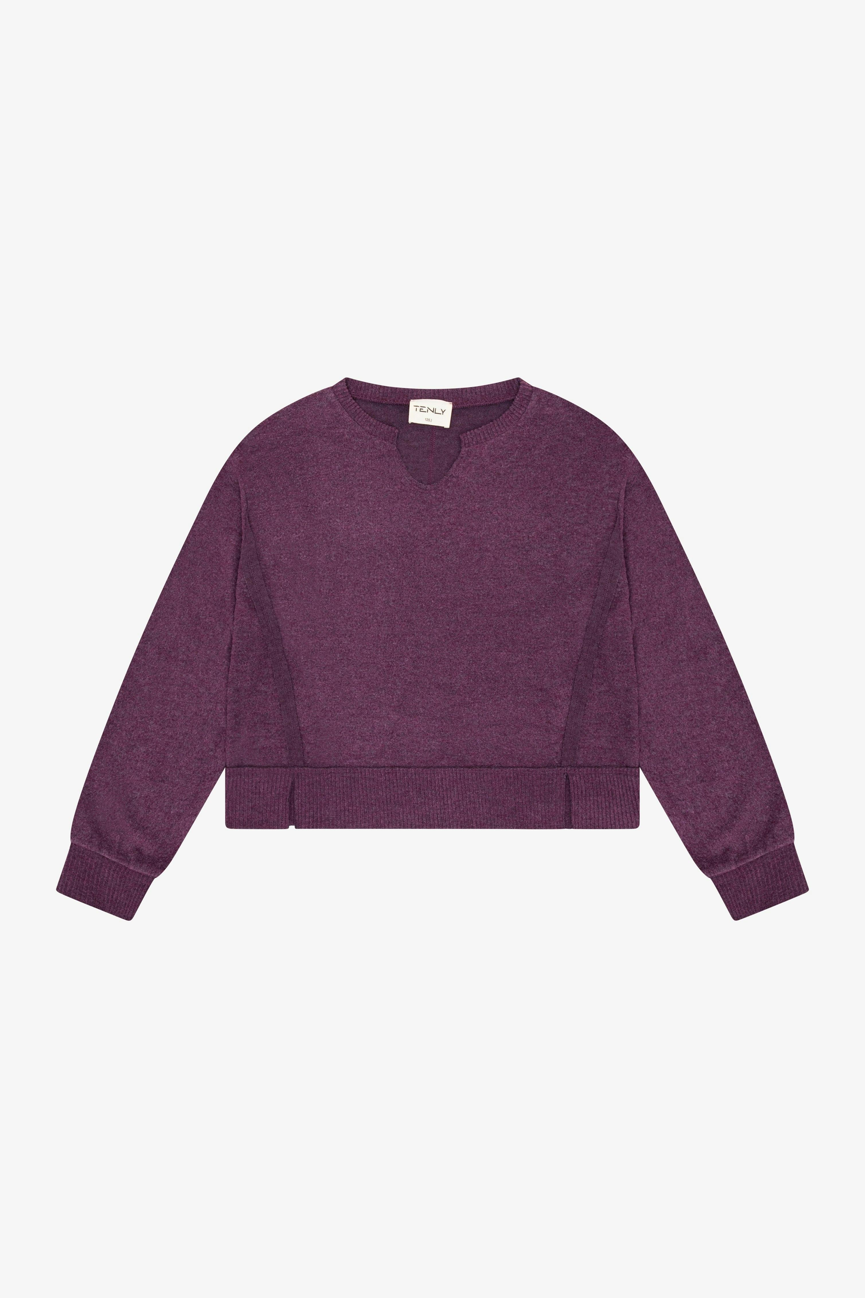 Tenly Hacci Jersey Cropped Split Neck Tunic