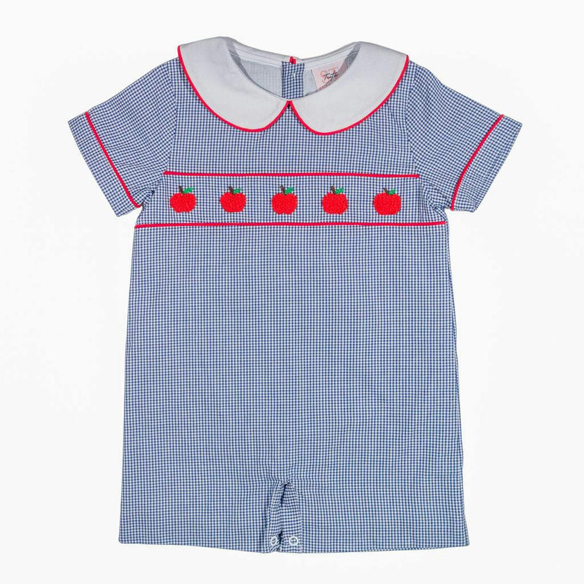 Navy Apple Romper - Boy