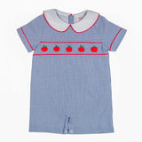 Navy Apple Romper - Boy