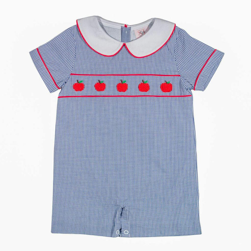 Navy Apple Romper - Boy