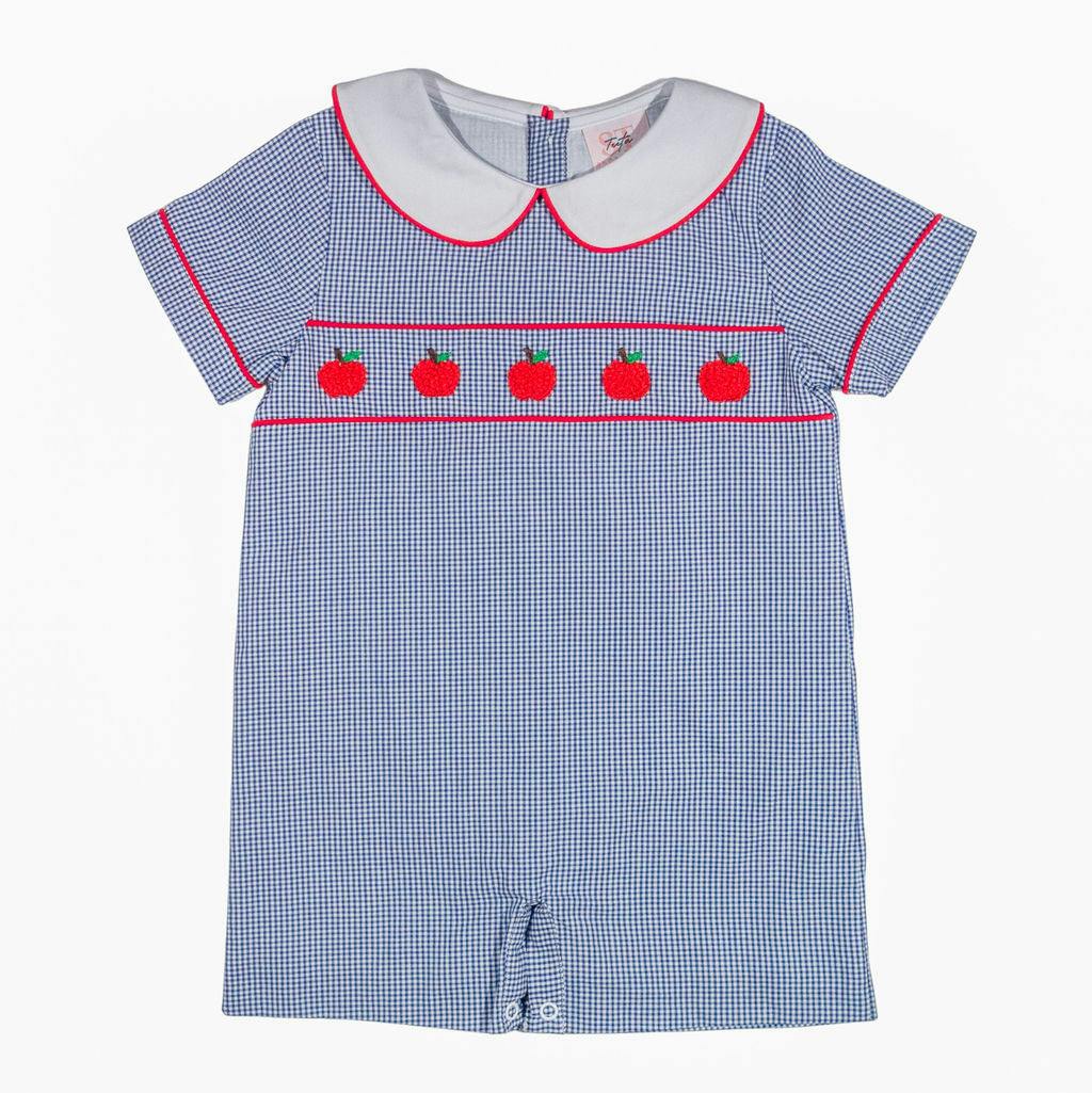 Navy Apple Romper - Boy