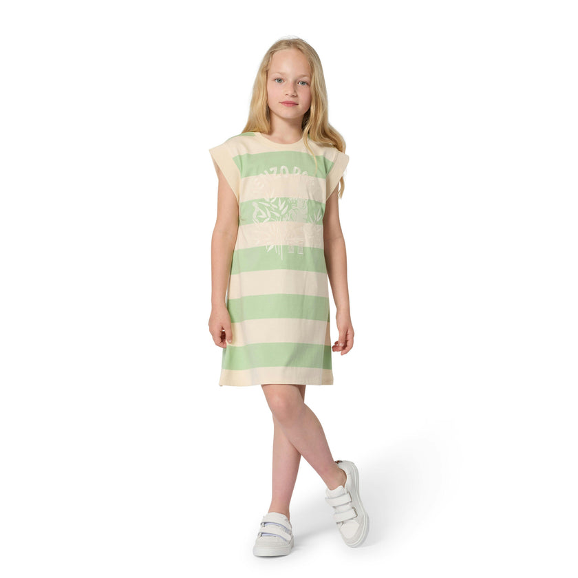 Light Green & Beige Kenzo Striped Dress