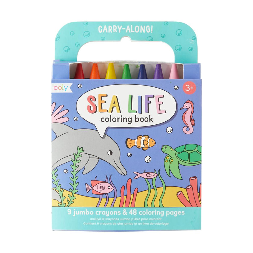 Carry Along! Coloring Book and Crayon Set - Sea Life - Set of 9 Crayons