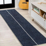 Linja Solid Centre Stripe Machine-washable Area Rug