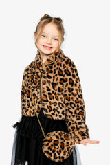 Faux Fur Jacket Brown Leopard Print