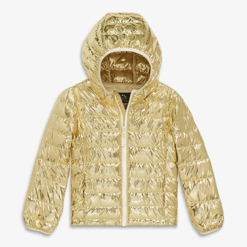 Kids metallic lightweight puffer jacket