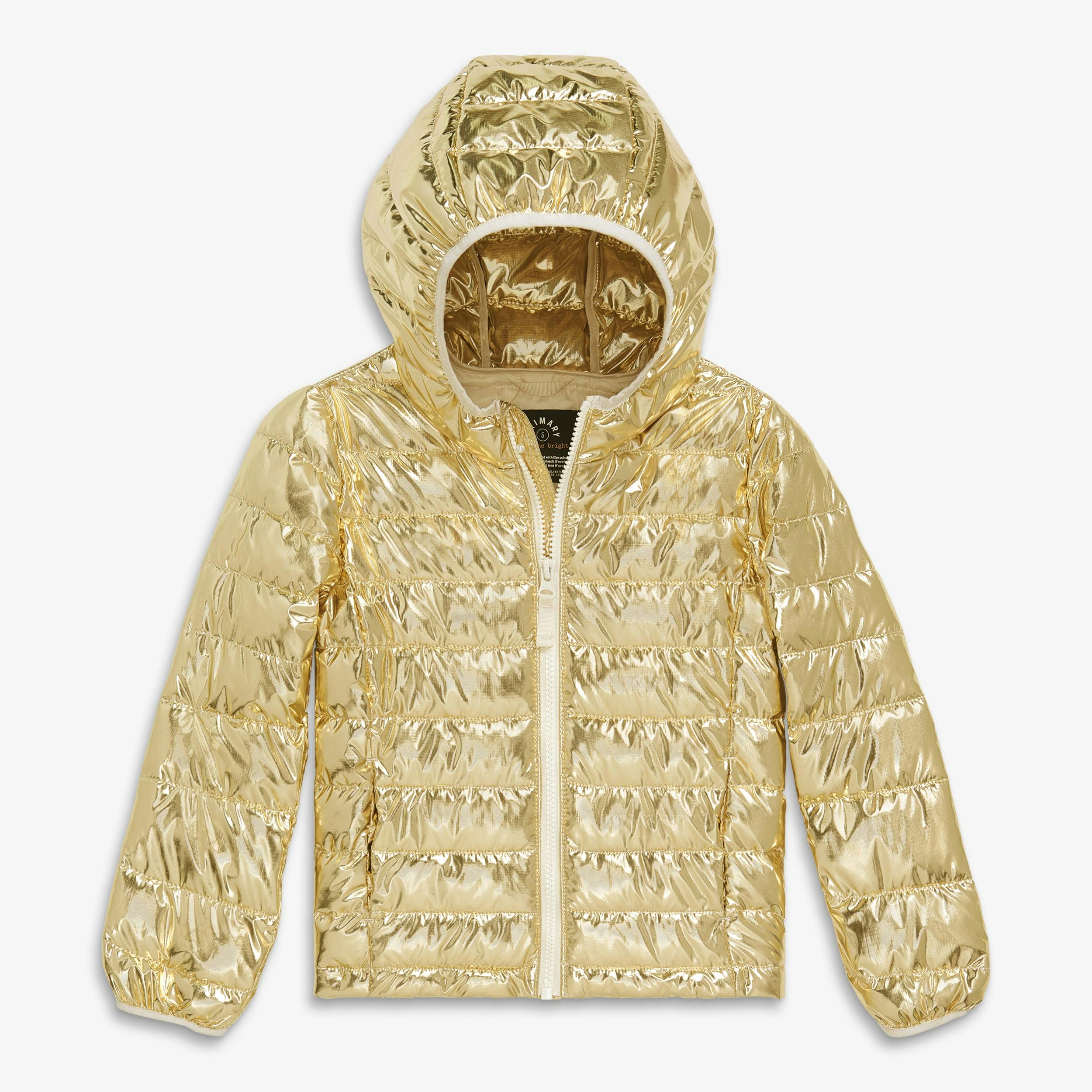 Kids metallic lightweight puffer jacket