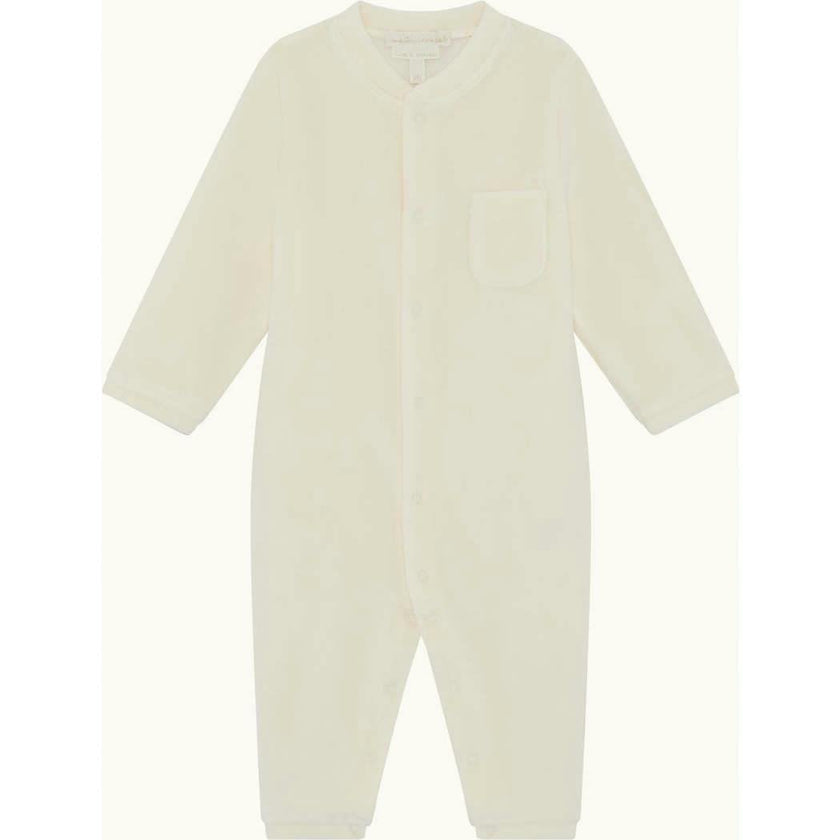 Velour Angel Wing™ Footless Sleepsuit - Cream