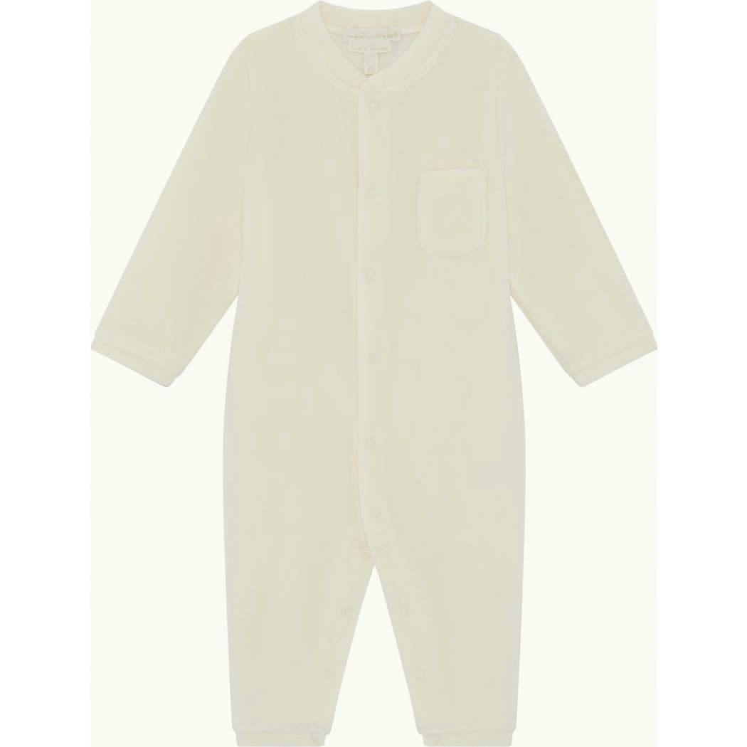 Velour Angel Wing™ Footless Sleepsuit - Cream
