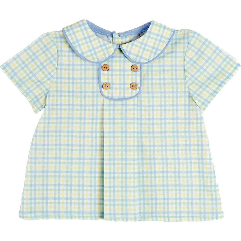 Pip Check Button Detail Short Sleeve Shirt in Green (12mths-5yrs)