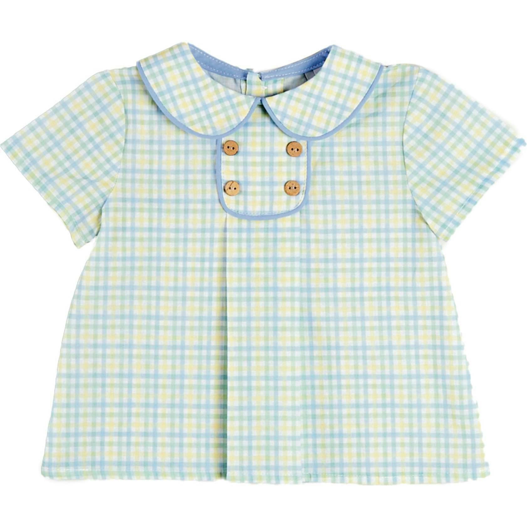 Pip Check Button Detail Short Sleeve Shirt in Green (12mths-5yrs)
