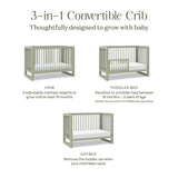 Nantucket 3-in-1 Convertible Crib w/Toddler Bed Conversion Kit in French Sage