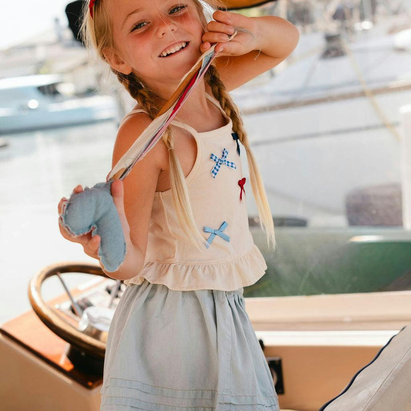 Ruffle Skirt Set in Denim