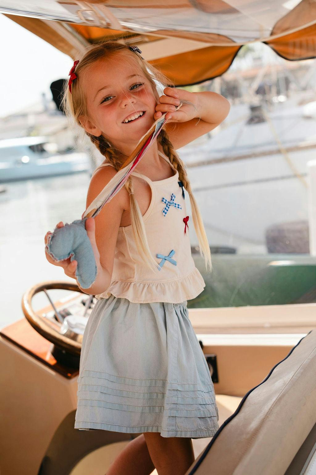 Ruffle Skirt Set in Denim