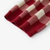 Red Gingham Knit Long Stocking Cap